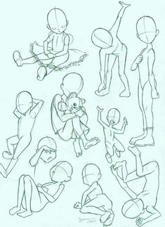 some sketches of people sitting and standing