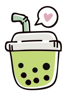 a green drink in a cup with a straw and a speech bubble above it that says i love you