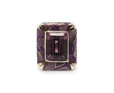 Striking Amethyst ring, expertly crafted with 925 silver and framed with high-quality Amethyst Rock Crystal. Named after 'plum' in Farsi, inspired by the vibrant and juicy appearance of the gemstone. Ring Size: 6.5 Metal Type: 925 Silver Marks: Sterling Total Item Weight (g): 26.7 Purple Polished Gemstones Fine Jewelry, Purple Gemstones With Polished Finish Fine Jewelry, Purple Polished Gemstones For Fine Jewelry, Luxury Purple Amethyst Ring In Sterling Silver, Unique Purple Multi-stone Amethyst Ring, Unique Multi-stone Purple Amethyst Ring, Amethyst Rock, Fine Jewelry Designers, Ring Fit