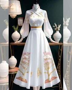 Chinese Fancy Dress, Stylish Outfits Casual, Cute Formal Dresses, Modest Dresses Fashion, Dress Design Drawing, Elegant Clothes, Fashion Drawing Dresses, Fashion Gowns, Sleeves Designs For Dresses