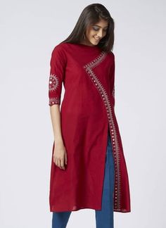 Different Types Of Kurtis, Silk Kurti Designs, Kurtis Design, Indian Kurti Designs, New Kurti Designs, Simple Kurti, Indian Kurti, Simple Kurta Designs, Designer Kurti Patterns