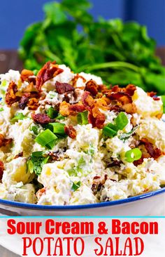 this potato salad is loaded with bacon and green onions