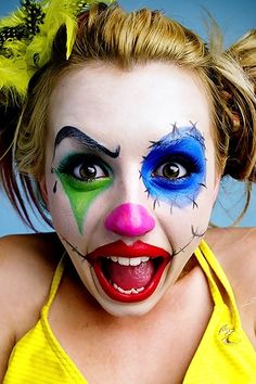 Loving this! halloween Clown makeup @Erika Menchaca this id for Masion Halloween Clown, Scary Clowns, Creepy Clown, Special Effects Makeup, Clown Costume