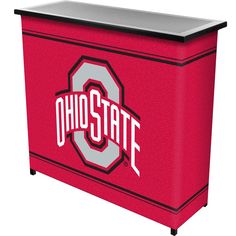 the ohio state university logo is on top of a red cooler