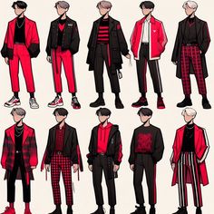 an image of men in red and black outfits