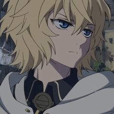 an anime character with blonde hair and blue eyes