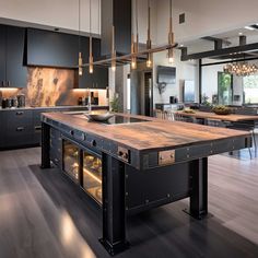 a large kitchen island in the middle of a room