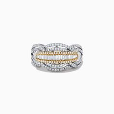 Duo 14K White and Yellow Gold Diamond Ring White 14k Gold Rings With Baguette Diamonds, Yellow Gold Diamond Ring, Gold Diamond Ring, Effy Jewelry, Gold Diamond Rings, Gold Yellow, Gold Diamond, Diamond Ring, Yellow Gold