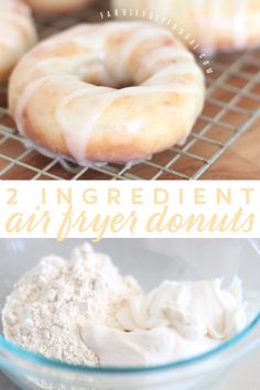 there are two different types of doughnuts on the cooling rack, and one is glazed with icing