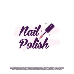 the logo for nail polish, which is written in purple and has a pen on it