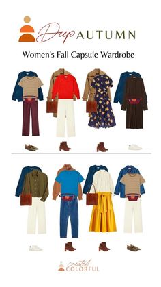 Fall Capsule Wardrobe 2022, Capsule Wardrobe 2022, Deep Autumn Palette, Created Colorful, Warm Fall Outfits, Womens Winter Fashion Outfits