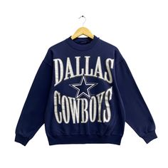 Vintage 90s Dallas Cowboys Navy Sweatshirt Size Large Cowboys Crewneck Dallas Cowboys Sweater Sportswear NFL Cowboys Spell Out Print Logo by brixtonclothing on Etsy Girl Necessities, Nike Winter Jackets, Dallas Cowboys Outfits, Cowboys Sweatshirt, Dallas Cowboys Sweatshirt, Heat Press Shirts, Crewneck Streetwear, Cowboy Jacket, Maroon Sweatshirt