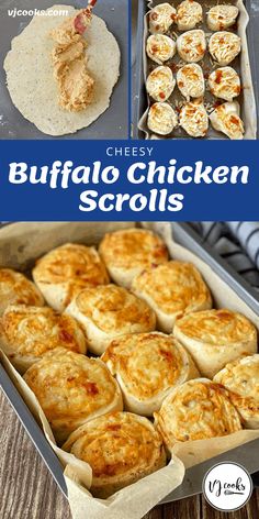 the recipe for buffalo chicken scallops is shown