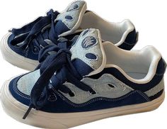 Trendy Denim Blue Lace-up Sneakers, Denim Blue Lace-up Sneakers For Streetwear, Trendy Blue Lace-up Skate Shoes, Blue Trendy Lace-up Skate Shoes, Casual Low-top Lacing Sneakers, Low-top Sneakers For Streetwear, Urban Denim Sneakers For Streetwear, Low-top Lacing Sneakers For Streetwear, Low-top Laced Sneakers For Streetwear