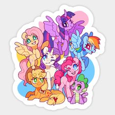 a bunch of little ponys that are grouped together on a sticker or decal