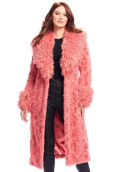 Bubblegum Faux Fur Fri-Yay! Coat - Fabulous Furs Fri Yay, Womens Faux Fur Coat, Leather Coats, Faux Fur Coats, Maxi Jumpsuit, Fabulous Furs, Denim Style, Fur Coats, Matte Satin