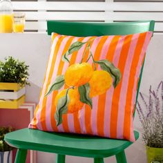 Waterproof Outdoor Cushion Orange Cushions, Outdoor Cushion Covers, Blue Backdrops, Orange Design, Orange Orange, Recycled Furniture, Waterproof Outdoor, Outdoor Settings, Scatter Cushions