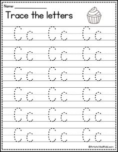 trace the letters and numbers worksheet for children to practice their handwriting with cupcakes