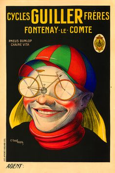 an old poster with a clown wearing glasses