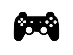 a black and white silhouette of a video game controller with four buttons on each side