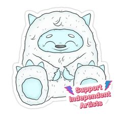 a sticker with an image of a stuffed animal on it's back and the words support independent artists