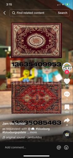 an app showing the different types of rugs and carpets on display in this screenshot