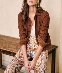 #ad Great Shopping Brown Suede Leather Shirt Jacket for Women Size XS S M L XL XXL 3XL Custom Made, Women's Coats Jackets Stile Boho Chic, Look Boho Chic, Leather Shirt, Cute Fall Outfits, Brown Jacket, Suede Jacket, Looks Style, Mode Inspiration, High Waisted Trousers