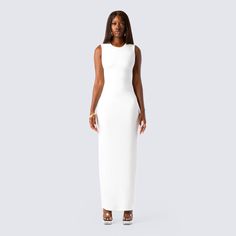 A little white dress is the new essential 🤍Sleek, and slim fitting. Made for angels like you 😇 White Stretch Sheath Dress, White Maxi Length Bodycon Dress, White Fitted Maxi Bodycon Dress, White Stretch Maxi Dress For Night Out, White Fitted Mini Dress With Flattering Silhouette, Sleek White Mini Dress For Evening, Sleek White Bodycon Dress For Party, Classic White Fitted Mini Dress, White Fitted Maxi Dress For Night Out