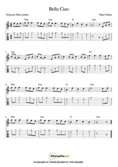 sheet music for the guitar with notes and tabulas in spanish, english and italian