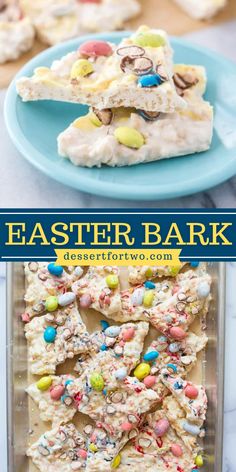 This fun twist on chocolate bark includes a crispy upgrade! If you've never added crispies to your bark, you are missing out! And yes-stale cereal totally works here! This crispy Easter Bark topped with robin eggs is the perfect homemade candy. Easter Candy Recipes, Easter Bark, Rice Krispies Cereal, Easy Impressive Dessert, Robin Eggs, Candy Bark, Dessert For Two, Chocolate Bark