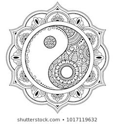 a black and white drawing of a yin symbol