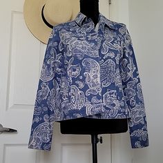 This Paisley Denim Jacket Is Very Unique. Only A True Artist/ Fashionista Would Understand Its Just Something About It, Right!? Feel Free To Ask Any Questions!? Casual Paisley Print Spring Outerwear, Lavender Jeans, Light Pink Jeans, Lightweight Denim Jacket, Black Jean Jacket, Printed Denim Jacket, White Denim Jacket, Tan Jacket, Blue Jean Jacket