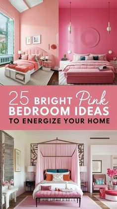 pink bedroom decor with text that reads 25 bright pink bedroom ideas to energize your home