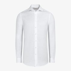 This casual white
  extra slim fit shirt features a single cuff and curved cutaway collar that
  keeps it versatile, comfortable, and timeless. White Long Sleeve Luxury Dress Shirt, Luxury White Long Sleeve Dress Shirt, Formal White Slim Fit Top, White Slim Fit Top For Formal Occasions, White Fitted Business Top, Fitted White Shirt For Semi-formal Occasions, White Fitted Shirt For Semi-formal Occasions, Fitted White Semi-formal Shirt, Luxury White Cotton Dress Shirt