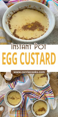 instant pot egg custard recipe in white bowls