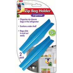 zip bag holder for refrigerators, blue