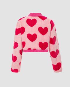 Product Details: Cropped jacket with teddy fabric and heart graphicLength:NormalSleeve Length:Long sleevesMaterials:95% Polyester + 5% Spandex Fall Long Sleeve Heart Print Outerwear, Casual Long Sleeve Heart Print Outerwear, Fitted Winter Top With Heart Print, Cute Fall Outerwear For Loungewear, Cute Heart Print Tops For Winter, Trendy Winter Outerwear With Heart Print, Trendy Heart Print Tops For Winter, Casual Spring Outerwear With Heart Print, Casual Heart Print Outerwear For Spring