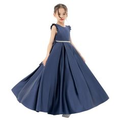 This gorgeous flower girl dress features an open back satin bodice with ruffle cap sleeves. The waistline is delicately decorated with rhinestones and a pre-tied bow in the back. The elegant satin skirt has 3 layers, top 1 layer is made of satin, 2nd layer is a netting attached to the 3rd layer for additional fullness, the 3rd layer is a satin lining to bring comfort to your little girl while wearing the dress. Perfect for princess party, wedding, holiday, theme party, ceremony, birthday, stage Toddler Formal Dresses, Princess Tutu Dresses, Sequin Flower Girl Dress, Birthday Princess Dress, Ballroom Gowns, Tulle Tutu Dress, Satin Flower Girl Dress, Ivory Flower Girl Dresses, Toddler Flower Girl Dresses