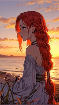 Red Hair Anime Female Character Design, Long Hair Anime Girlies, Red Head Woman Art, Orange Hair Anime Woman, Redhead Oc Art, Red Head Character Design, Red Hair Girl Art, Red Haired Anime Female, Red Head Anime Female