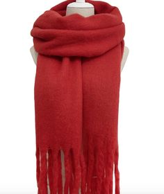 Cosy Plain Blanket Tassel Scarf     Size: 45cm x 195cm (Approximately)     Material: 100% Acrylic     Cosy thick blanket scarf     Colour: Red Personalized Scarves, Red Blanket, Thick Blanket, Winter Shawl, Tassel Scarf, Blanket Scarf, Colour Red, Shawls And Wraps, Christmas List