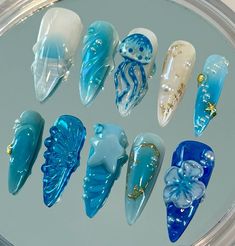 Jellyfish Nails, Aquarium Nails, Fish Nails, Siren Core, Sea Nails, Beachy Nails, Retro Nails, Asian Nails, Hippie Nails