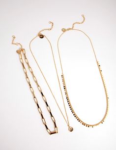 Treat yourself to something luxe with fabulous gold-plated jewellery. This necklace features multiple chains so you can stack and layer to your hearts content. Pair these with your favourite evening outfit for a considered look. Length: 57cm (longest chain) and 43cm (shortest chain) + 7.5cm extension chain pendant: 10mm (L) x 10mm (W) Weight: 37.05g Weight: 40.12g | Lovisa Gold Jingle Layered Necklace Wide Choker Necklace, Fashion Jewellery Online, Mesh Necklace, Evening Outfit, Bold Earrings, Chain Choker Necklace, Evening Outfits, Layered Necklace, Favorite Rings