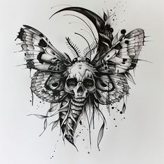 Death Moth Tattoo Design Pack Creepy Mandala Tattoo, Unique Throat Tattoos, Chest Piece Tattoo Female, Gothic Nature Tattoo, Skull Moth Tattoo Design, Monster Sketch Dark, Moth Tattoo Back, Insect Tattoo Ideas, Moth To A Flame Tattoo