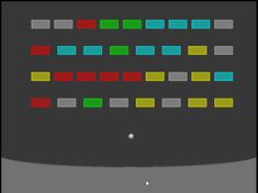 an old computer game with different colored blocks on the screen and a white dot in the middle