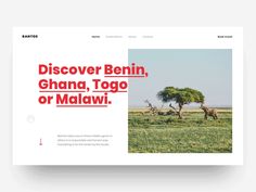 an image of a giraffe in the wild with words above it that read, discovering ben, ghana, togo or malwi