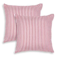 two red and white striped pillows