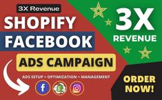 an ad campaign for shopify facebook with three stars and the words 3x on it