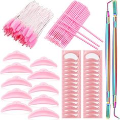 Nice Combination Set: the package includes 50 pieces pink lash lift pads, 2 pieces rainbow color lash separator tools, 50 pieces pink crystal handle lash brushes, 30 pairs pink eye pad patches, 100 pieces pink medium swabs in a bag, considerate set to meet your various needs. 5 Sizes Lash Curlers, Gel Patch, Washable and Reusable rods Lash Separator, Esthetician Supplies, Eyelash Separator, Lash Lift Kit, Curling Tools, Eyelash Curlers, Eyelash Lift, Mascara Brush, Lash Curler