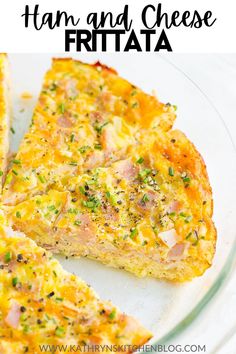 ham and cheese frittata on a glass plate