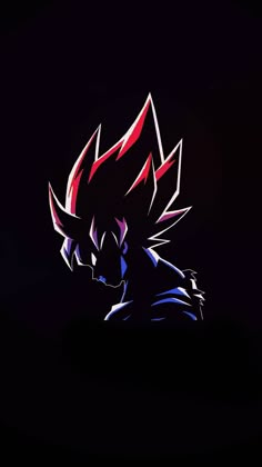 an image of a dark background with red and blue colors on it, including the head of gohan